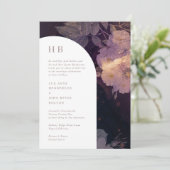 Modern Luxury Monogram Dark Boho Floral Arch Kaart (Staand voorkant)