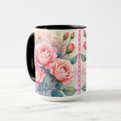 Modern Luxury Pink Roses Beautiful Collection Mok (Voorkant links)