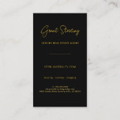 Modern Luxury Real Estate Black Gold Professional Visitekaartje (Achterkant)