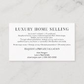 Modern Luxury Real Estate business | Bespoke Home  Visitekaartje (Achterkant)
