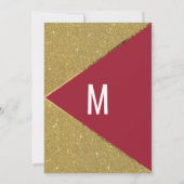 Modern Luxury Red Glitter Geometric Wedding Kaart (Achterkant)