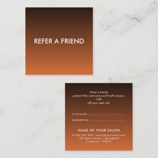 Modern Luxury Refer a Friend Card for Salon & Spa Aanbevelingskaartje (Voorkant / Achterkant)