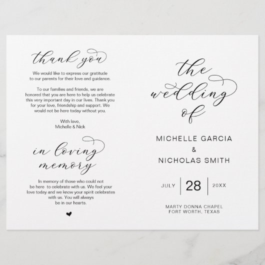 Modern Luxury Script, vouwbare weduwprogramma's (Voorkant)
