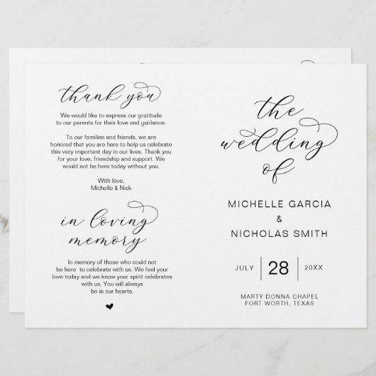 Modern Luxury Script, vouwbare weduwprogramma's (Voorkant / Achterkant)