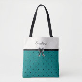 Modern Luxury Teal Monogram Tote Bag (Voorkant)