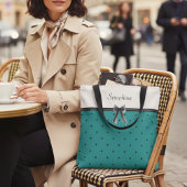 Modern Luxury Teal Monogram Tote Bag