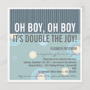 Modern Ma Twin Boy Baby shower Invitation Kaart