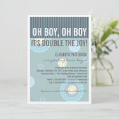 Modern Ma Twin Boy Baby shower Invitation Kaart (Staand voorkant)
