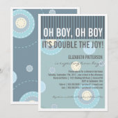 Modern Ma Twin Boy Baby shower Invitation Kaart (Voorkant / Achterkant)