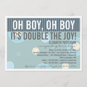 Modern Ma Twin Boy Baby shower Invitation Kaart