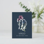 Modern Maagd Symbool met Bloemen Briefkaart (Staand voorkant)