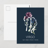 Modern Maagd Symbool met Bloemen Briefkaart (Voorkant / Achterkant)