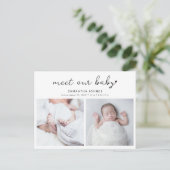 Modern Maak kennis met onze Baby 2 fotocollage geb Aankondigingskaart (Staand voorkant)