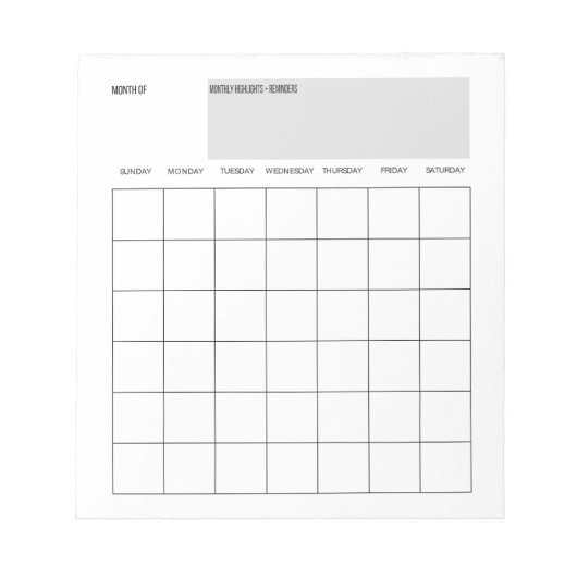 Modern Maandelijks Planner Notitieblok (Voorkant)