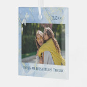 Modern, maar Elegant Blue Gold Swirl Dragonfly Glas Ornament (Voorkant links)