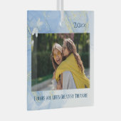 Modern, maar Elegant Blue Gold Swirl Dragonfly Glas Ornament (Voorkant Rechts)