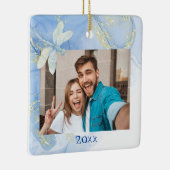 Modern, maar Elegant Blue Gold Swirl Dragonfly Keramisch Ornament (Rechts)