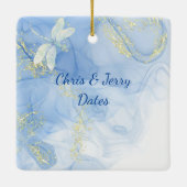 Modern, maar Elegant Blue Gold Swirl Dragonfly Keramisch Ornament (Achterkant)