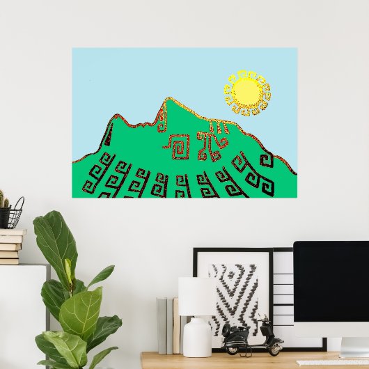 MODERN MACHU_PICCHU CUSCO PERU DRAWING POSTER (Thuiskantoor)