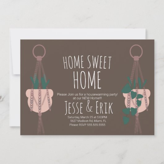 Modern Macrame Plant Hanger Planter House Warming Kaart (Voorkant)