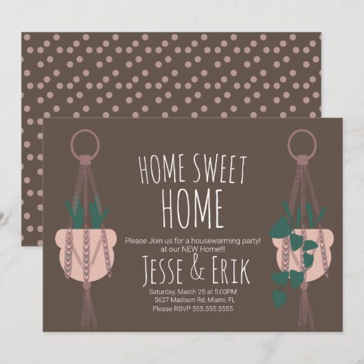 Modern Macrame Plant Hanger Planter House Warming Kaart (Voorkant / Achterkant)