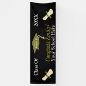 Modern #MadeIT Gold Black Aangepast Afstuderen Spandoek (Verticaal)