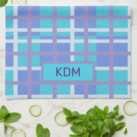 Modern Madras Paars en blauw Theedoek (Gevouwen)