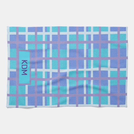 Modern Madras Paars en blauw Theedoek (Horizontaal)