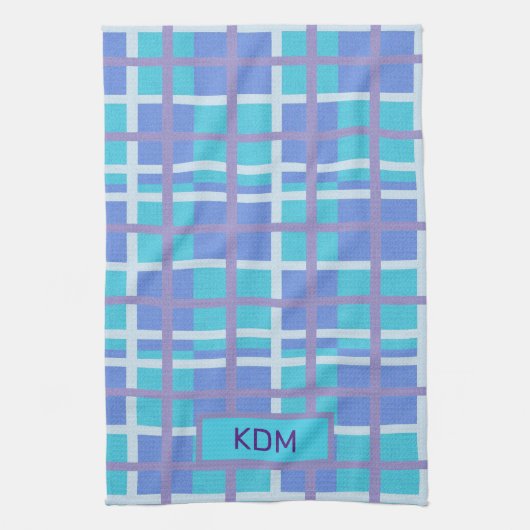 Modern Madras Paars en blauw Theedoek (Verticaal)