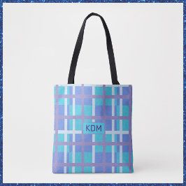 Modern Madras Paars en blauw Tote Bag