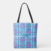 Modern Madras Paars en blauw Tote Bag (Achterkant)