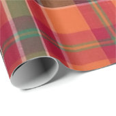 Modern Madras Pset Oranje Green Square Pattern Cadeaupapier (Rol Hoek)