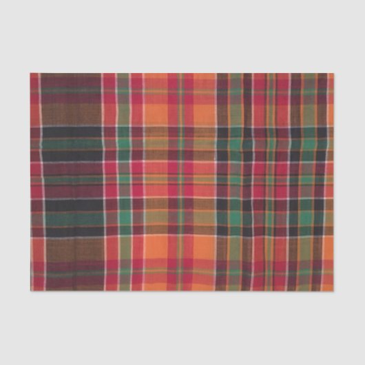 Modern Madras Pset Oranje Green Square Pattern Tissuepapier (Voorkant)