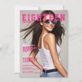 Modern Magazine Cover Inspired 18th Birthday Magnetische Uitnodiging (Voorkant)