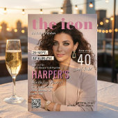 Modern Magazine Cover Photo Birthday Party Kaart