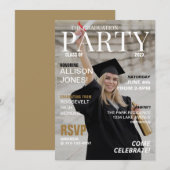 Modern magazine foto afstudeerfeest kaart (Voorkant / Achterkant)