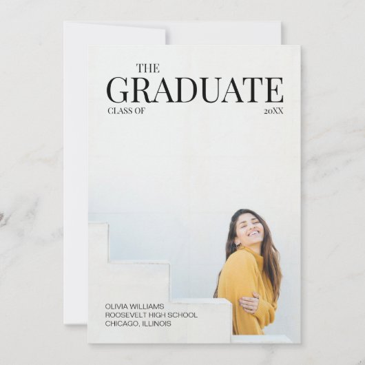 Modern Magazine Foto Afstuderen Uitnodiging (Voorkant)