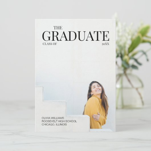 Modern Magazine Foto Afstuderen Uitnodiging (Staand voorkant)