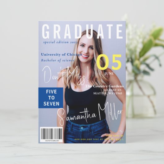 Modern Magazine Hoesje 2 Foto's Afstuderen Kaart (Staand voorkant)