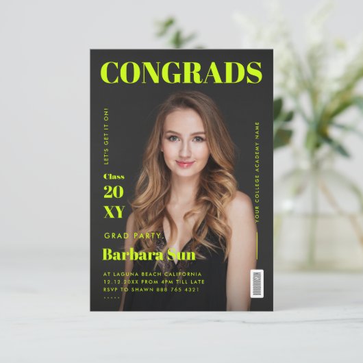 Modern Magazine Hoesje Afstudeerder Party Graduati Kaart (Staand voorkant)