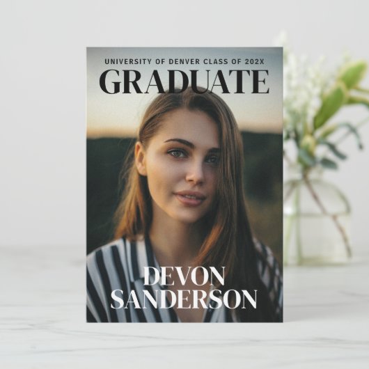 Modern Magazine Hoesje Afstuderen aankondiging (Staand voorkant)