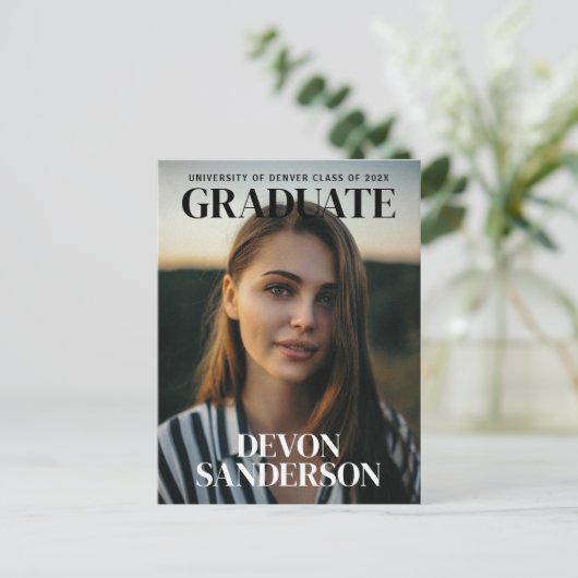 Modern Magazine Hoesje Afstuderen aankondiging Briefkaart (Staand voorkant)