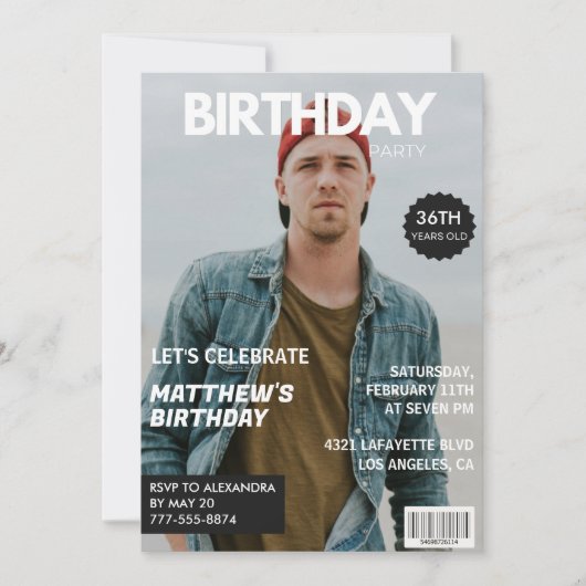 Modern Magazine Hoesje voor hem 36ste verjaardag Kaart (Voorkant)