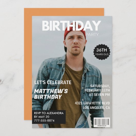 Modern Magazine Hoesje voor hem 36ste verjaardag Kaart (Voorkant / Achterkant)