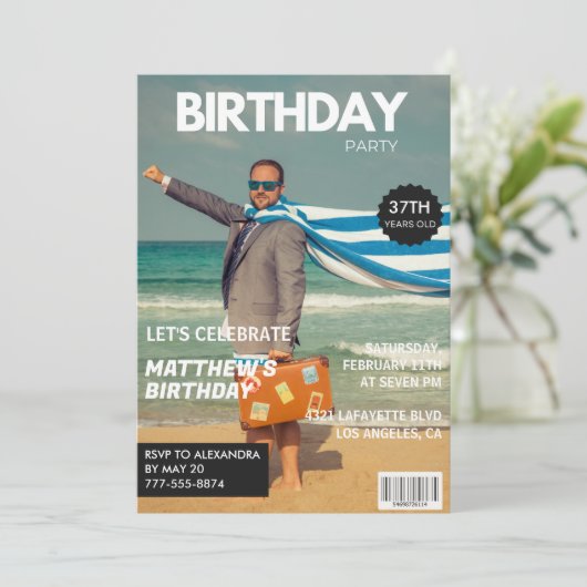 Modern Magazine Hoesje voor hem 37e verjaardag Kaart (Staand voorkant)