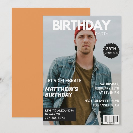 Modern Magazine Hoesje voor hem 38ste verjaardag Kaart (Voorkant / Achterkant)