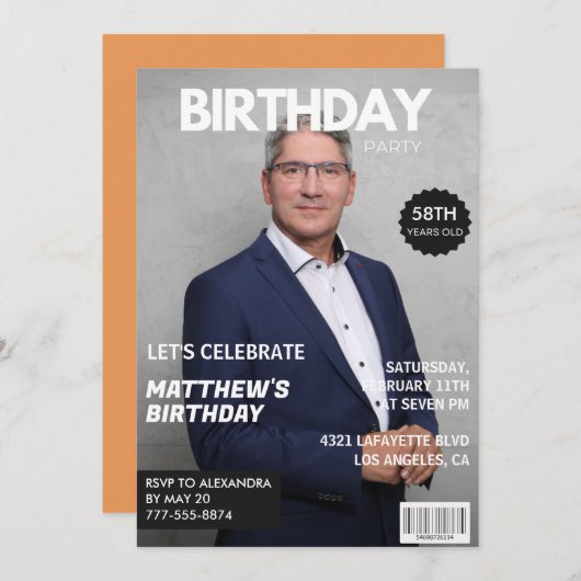 Modern Magazine Hoesje voor hem 58ste verjaardag Kaart (Voorkant / Achterkant)