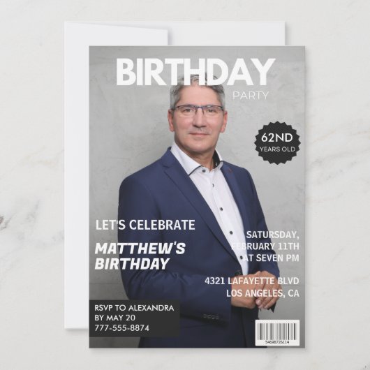 Modern Magazine Hoesje voor hem 62ste verjaardag Kaart (Voorkant)