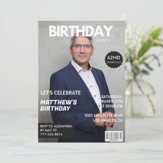 Modern Magazine Hoesje voor hem 62ste verjaardag Kaart (Staand voorkant)