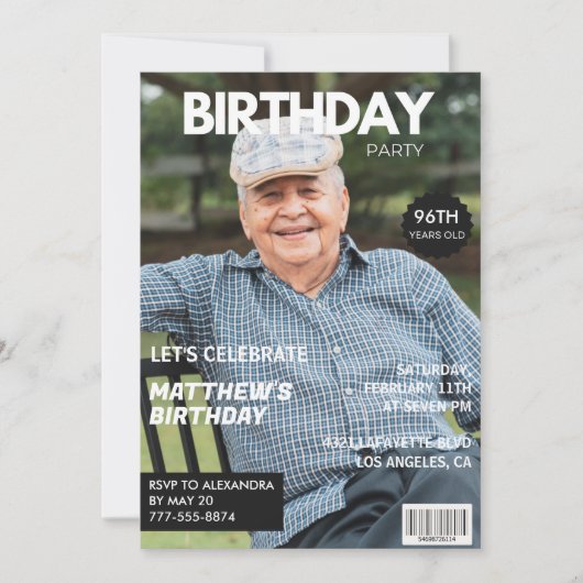 Modern Magazine Hoesje voor hem Foto 96ste verjaar Kaart (Voorkant)